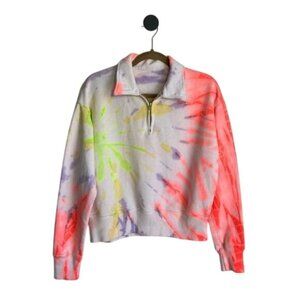 RE/DONE x Hanes 70s Tie-dyed Cotton Jersey Quarter Zip Sweatshirt - M